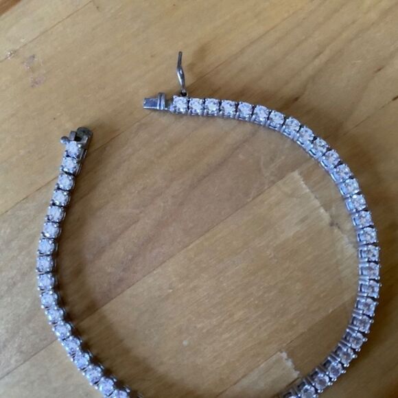 STERLING SILVER 925 WHITE ZIRCON WOMAN BRACELET - Picture 2 of 7